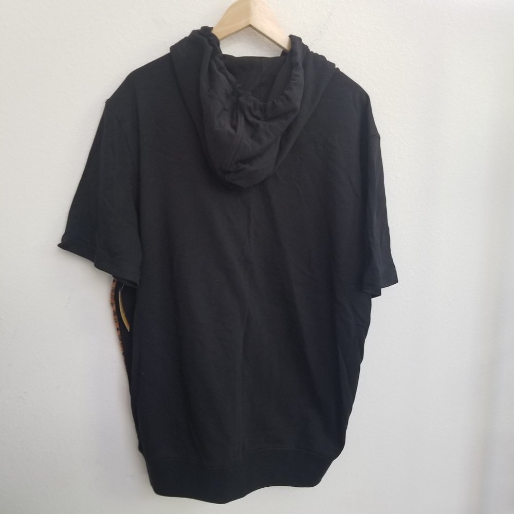 Cote de Nuits Short Sleeve Hooded Top Faux Leather Studded Pullover NWT 2X - Picture 4 of 11